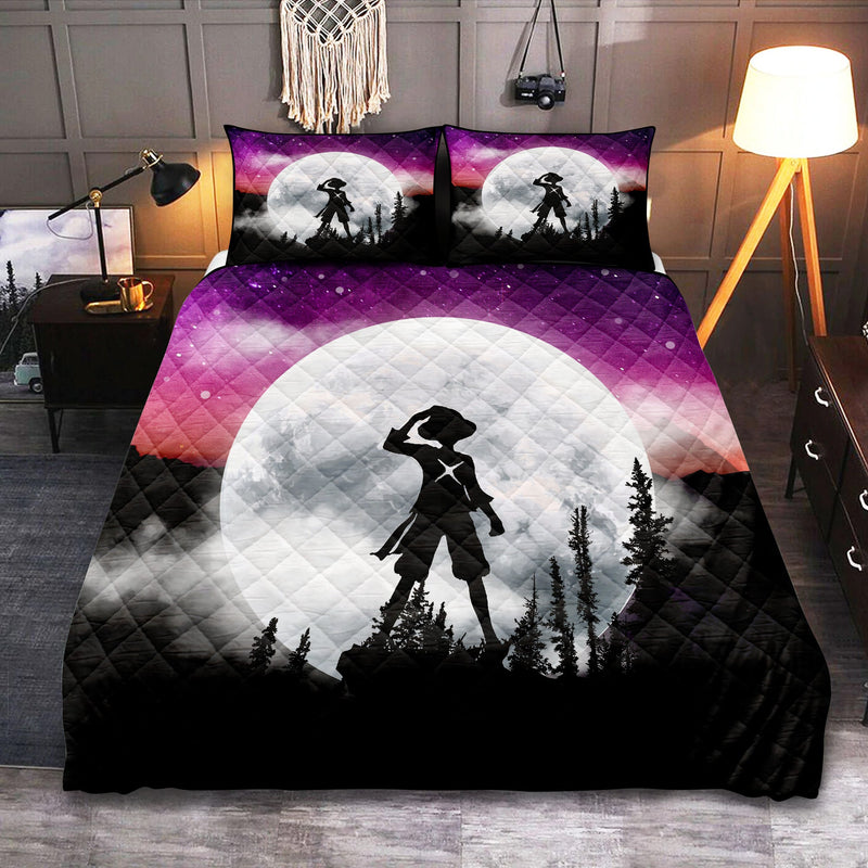 One Piece Luffy Anime Moon Night Galaxy Quilt Bed Sets Nearkii