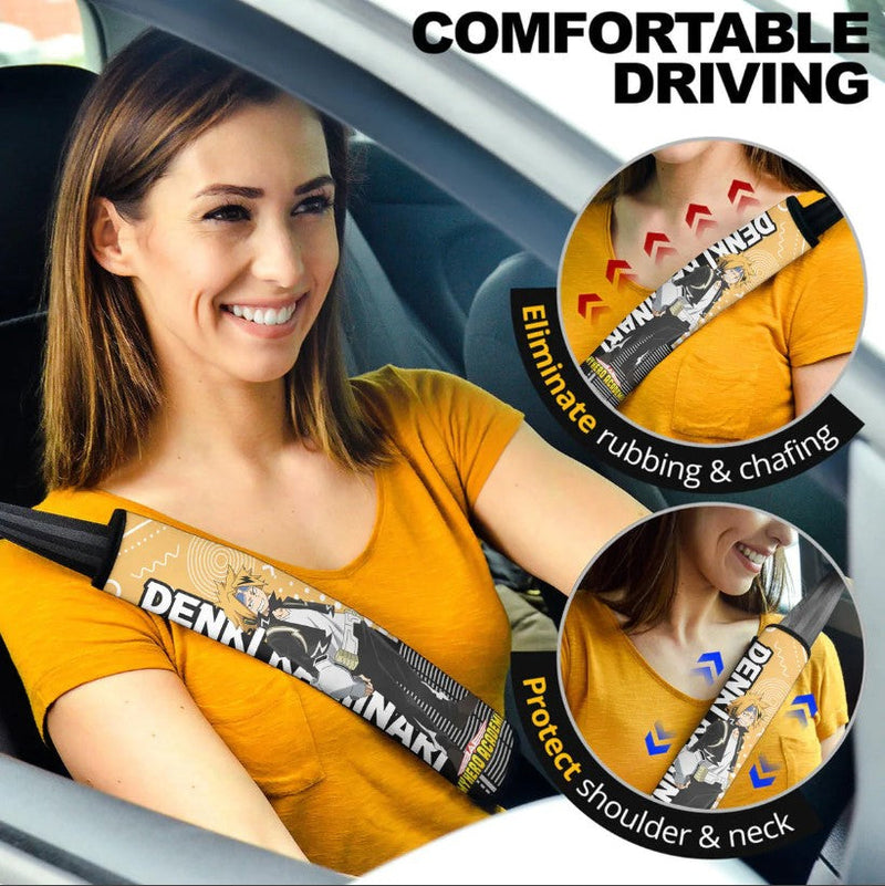 Chargebolt My Hero Academia Denki Kaminari Anime Car Seat Belt Cover Custom Car Accessories Nearkii