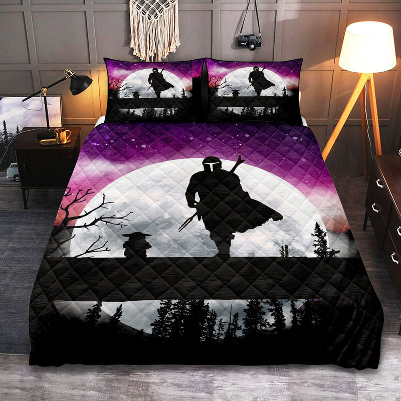 The Mandalorian And Baby Yoda Moon Night Quilt Bed Sets Nearkii