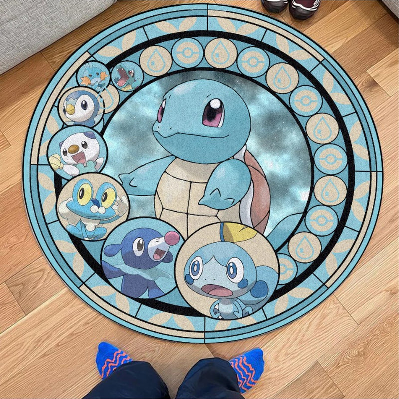 Pokemon Water Starter Round Carpet Rug Bedroom Livingroom Home Decor Nearkii