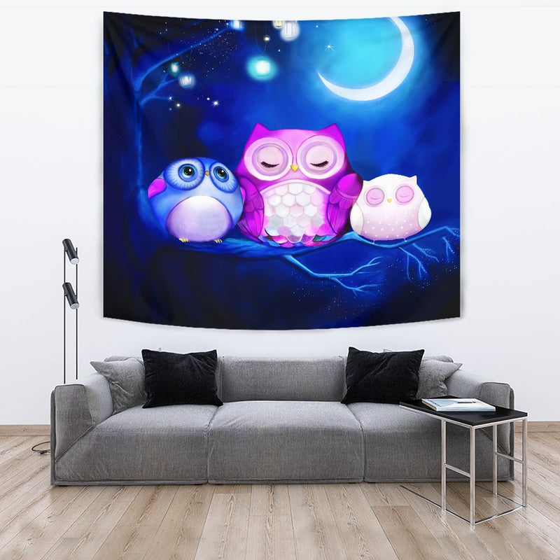 Cute Owl Night Tapestry Room Decor Nearkii