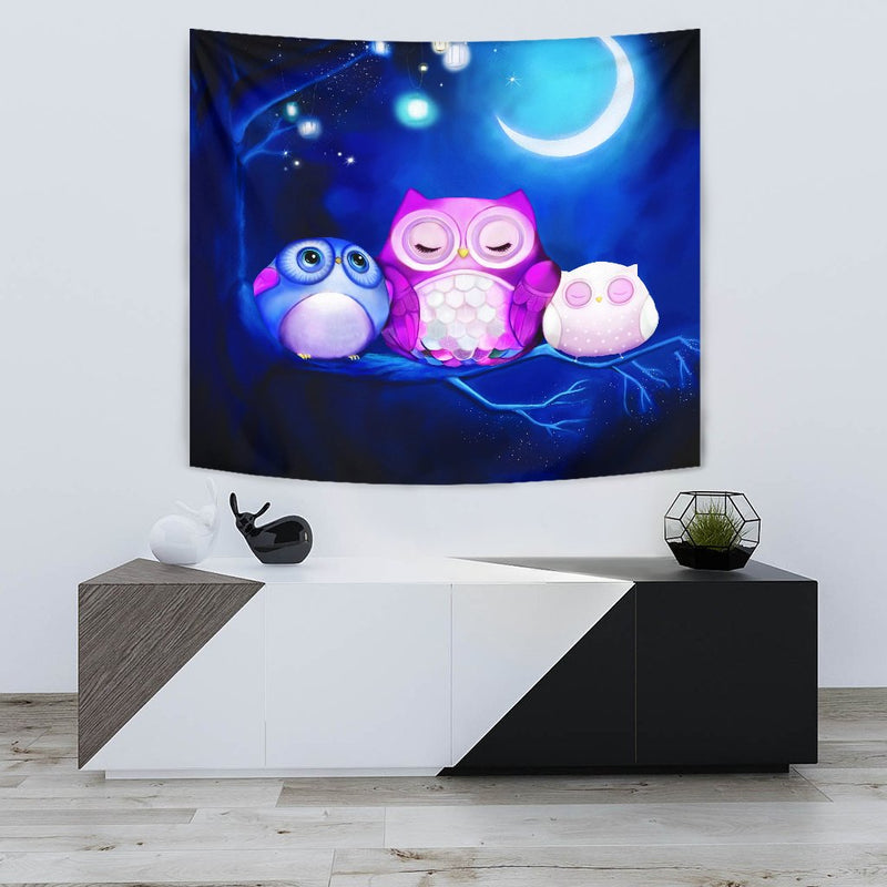 Cute Owl Night Tapestry Room Decor Nearkii