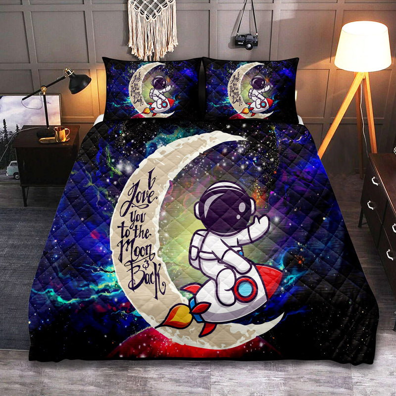 Astronaut Chibi Love You To The Moon Galaxy Quilt Bed Sets Nearkii