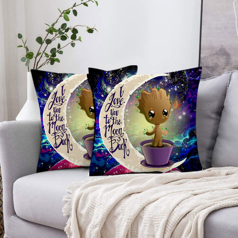 Baby Groot Love You To The Moon Galaxy Pillowcase Room Decor Nearkii