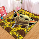 Baby Yoda Sunflower Zipper Rug Carpet Rug Home Room Decor Nearkii