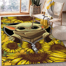 Baby Yoda Sunflower Zipper Rug Carpet Rug Home Room Decor Nearkii