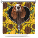 Basset Hound Sunflower Zipper Shower Curtain Nearkii