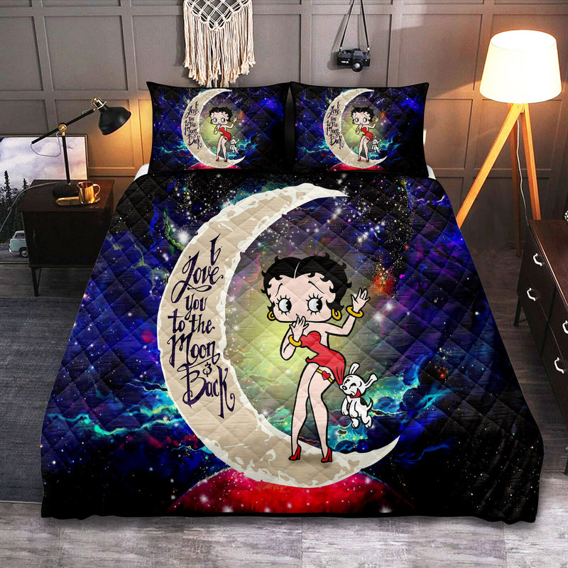 Betty Boop Love You To The Moon Galaxy Quilt Bed Sets Nearkii