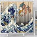Blastoise Charizard The Great Wave Japan Pokemon Shower Curtain