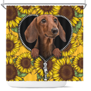 Brown Dachshund Sunflower Zipper Shower Curtain