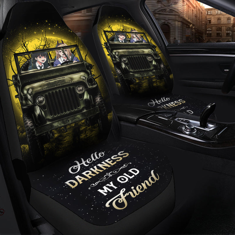 Chainsaw Man Ride Jeep Funny Anime Moonlight Halloween Premium Custom Car Seat Covers Decor Protectors Nearkii
