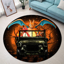Charizard Charmender Drive Jeep Moonlight Halloween Round Carpet Rug Bedroom Livingroom Home Decor Nearkii