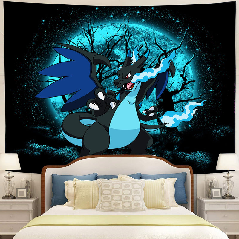 Charizard Mega X Pokemon Moonlight Tapestry Room Decor Nearkii