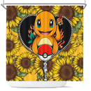 Charmander Pokemon Sunflower Zipper Shower Curtain