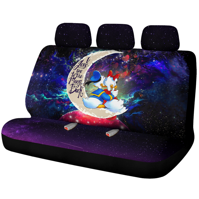 Couple Cute Duck Couple Love You To The Moon Galaxy Car Back Seat Covers Decor Protectors Nearkii