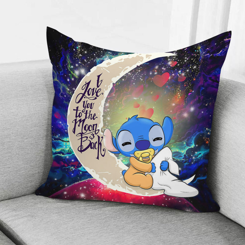 Cute Baby Stitch Sleep Love You To The Moon Galaxy Pillowcase Room Decor Nearkii