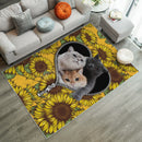 Cute Cats Sunflower Zipper Rug Carpet Rug Home Room Decor Nearkii