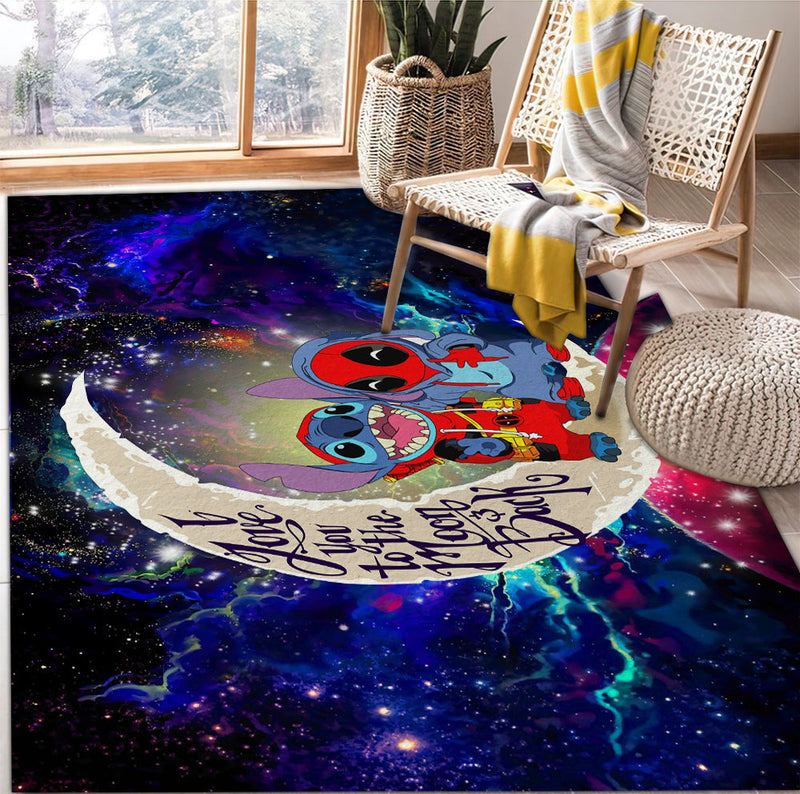Cute Deadpool And Stitch Love You To The Moon Galaxy Rectangular Area