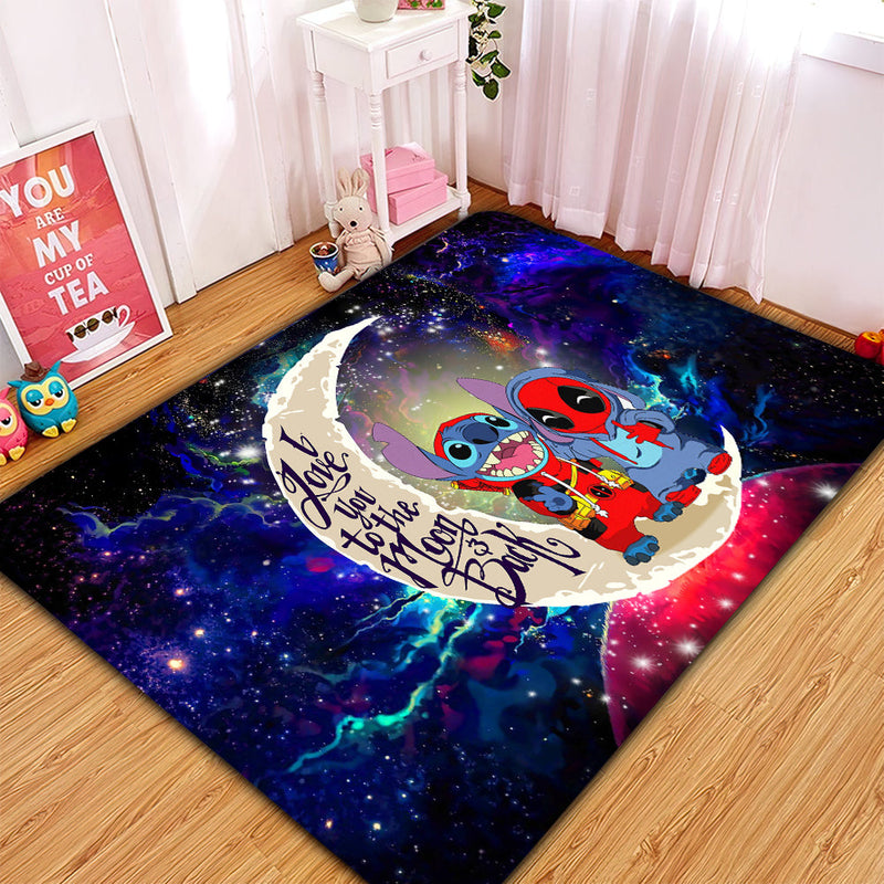 Cute Deadpool And Stitch Love You To The Moon Galaxy Rectangular Area