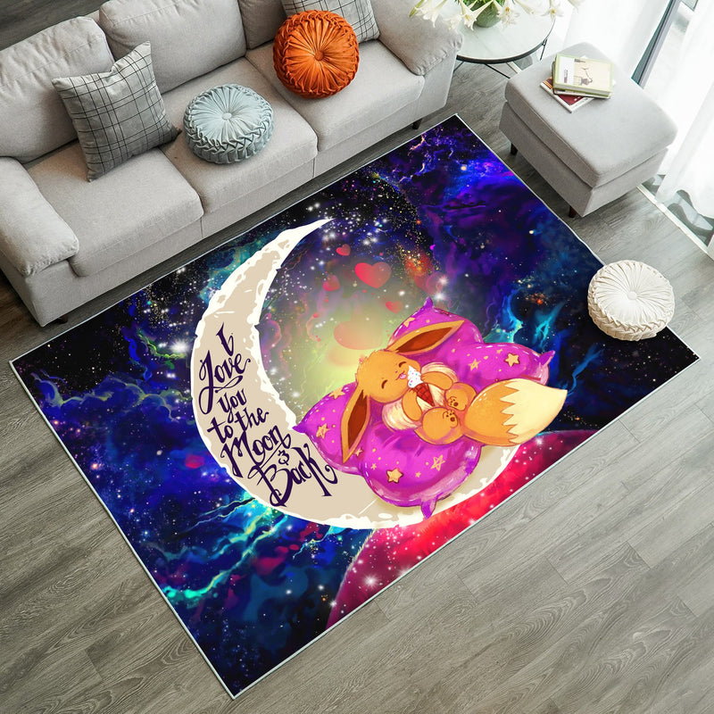 Cute Eevee Pokemon Sleep Night Love You To The Moon Galaxy Rug Carpet Rug Home Room Decor Nearkii