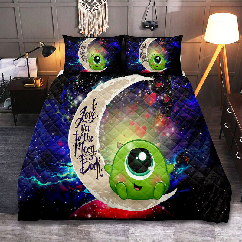 Cute Mike Monster Inc Love You To The Moon Galaxy Quilt Bed Sets Nearkii