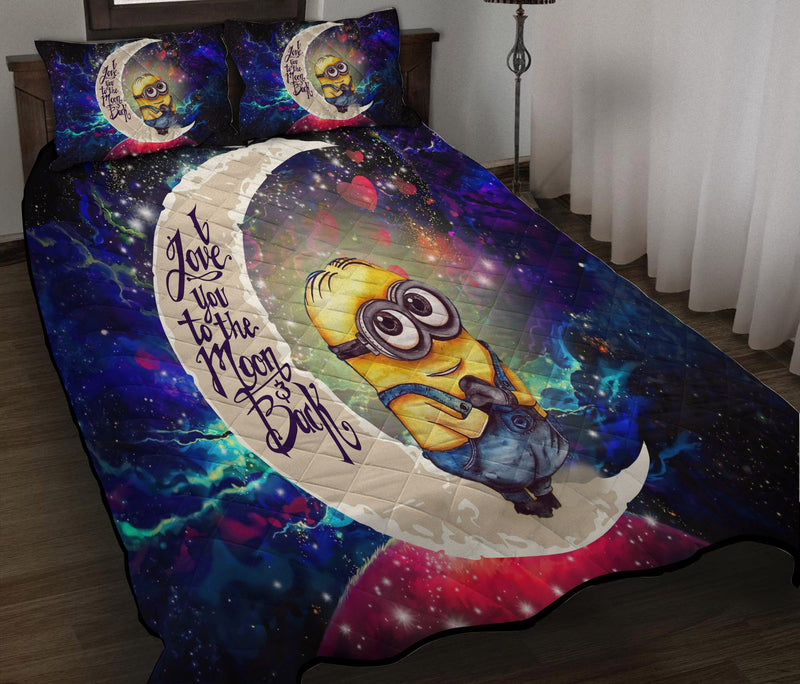 Cute Minions Despicable Me Love You To The Moon Galaxy Quilt Bed Sets Nearkii