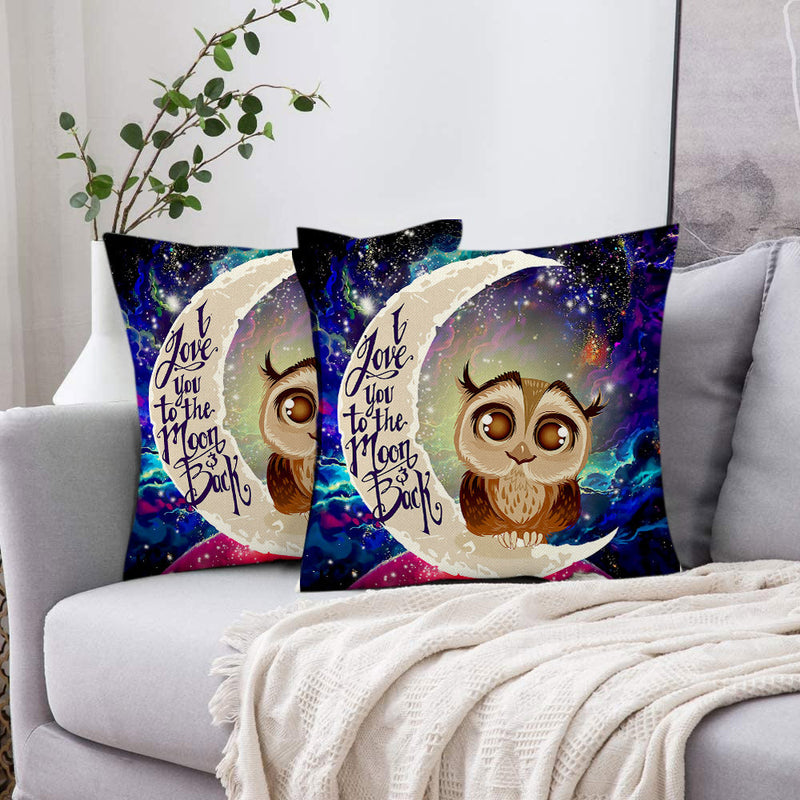 Cute Owl Love You To The Moon Galaxy Pillowcase Room Decor Nearkii