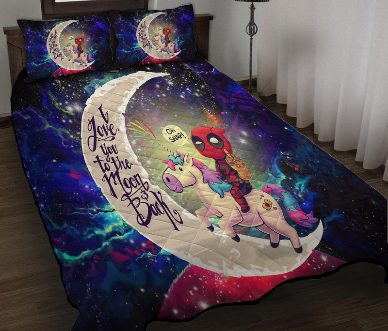 Deadpool Unicorn Love You To The Moon Galaxy Quilt Bed Sets Nearkii