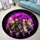 Demon Slayer Team Pink Moonlight Round Carpet Rug Bedroom Livingroom Home Decor Nearkii