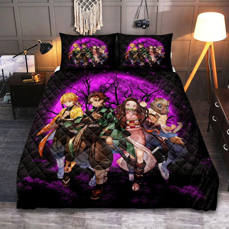 Demon Slayer Team Pink Moonlight Quilt Bed Sets Nearkii