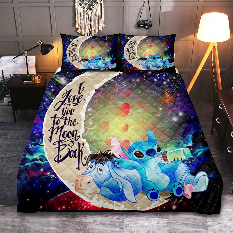 Stitch Eeyore Cute Love You To Moon And Back Quilt Bed Sets Nearkii