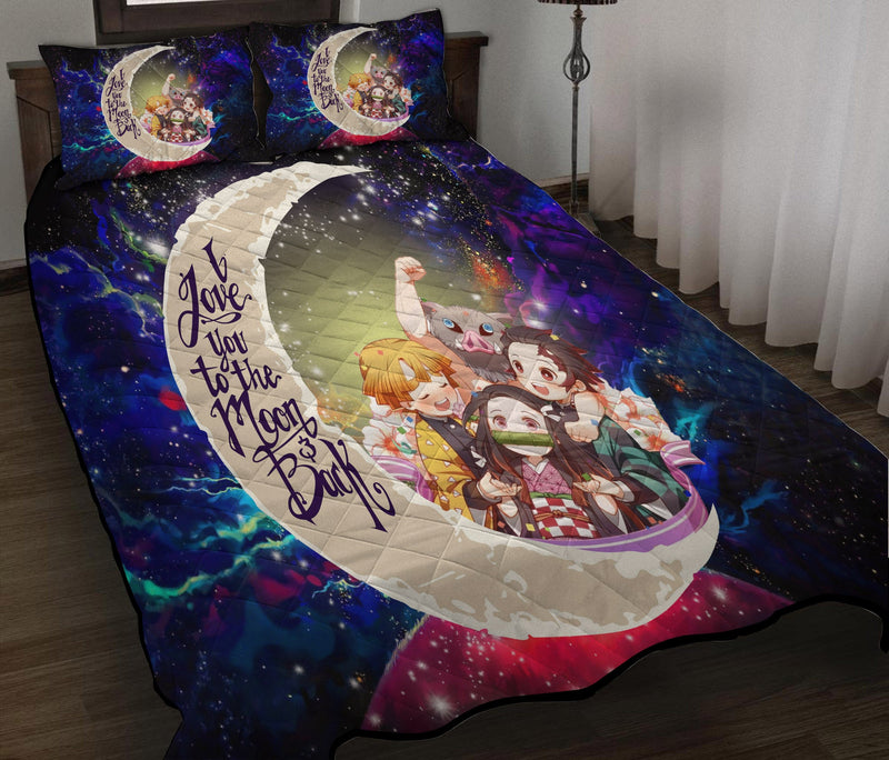 Demond Slayer Team Love You To The Moon Galaxy Quilt Bed Sets Nearkii