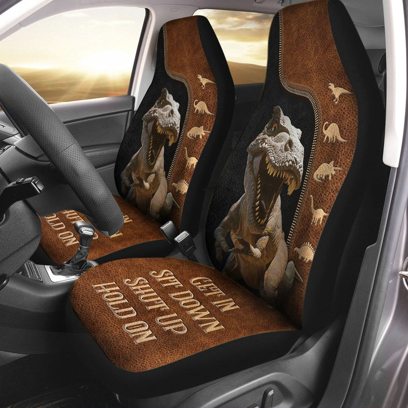 Dinosaurs Zip Pattern Car Seat Get In Sit Down Shut Up Hold On Car Seat Cover Nearkii