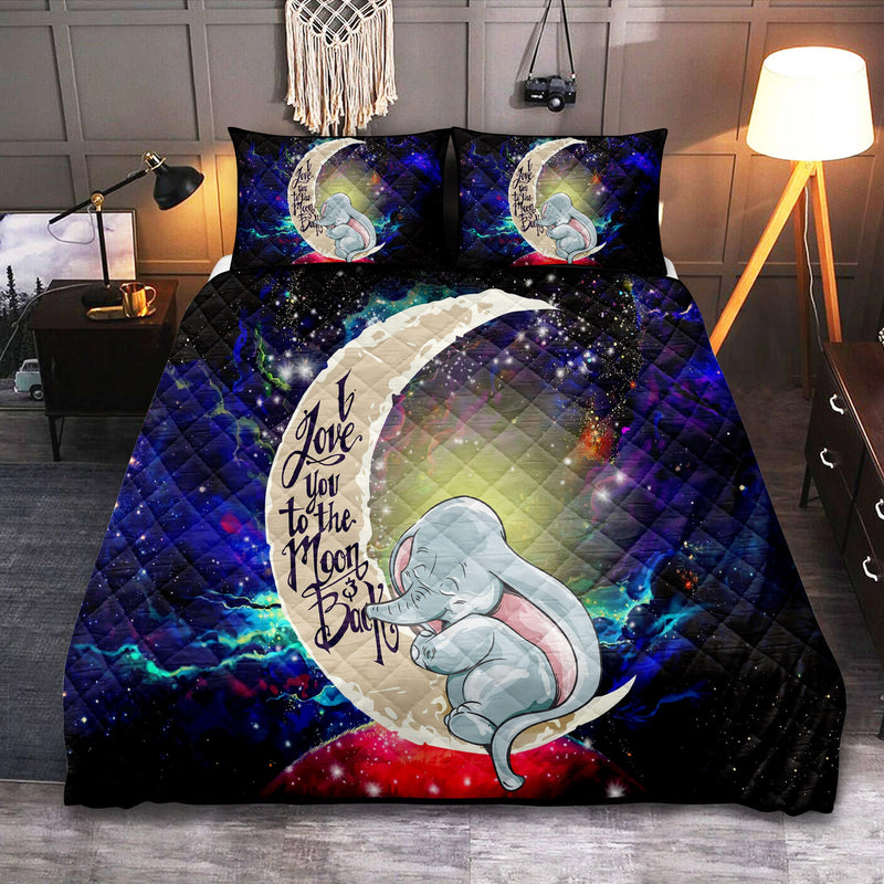 Dumbo Elephant Love You To The Moon Galaxy Quilt Bed Sets Nearkii