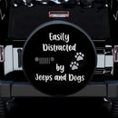 Easily Distracted By Jeeps And Dogs Car Spare Tire Covers Gift For Campers Nearkii