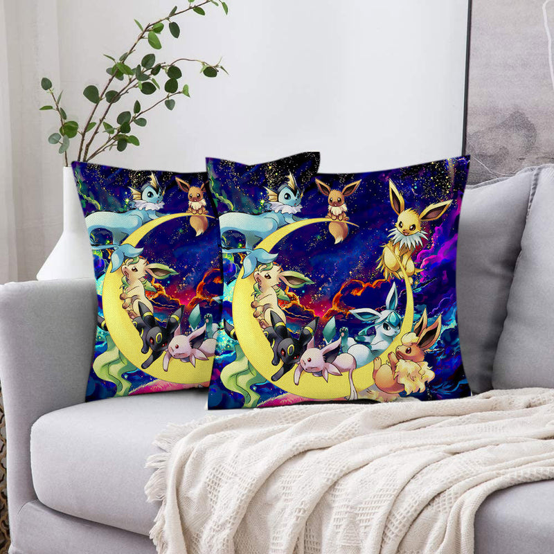 Eevee Evolution Pokemon Family Love You To The Moon Galaxy Pillowcase Room Decor Nearkii