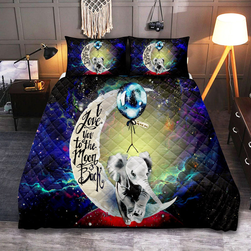 Elephant Love You To The Moon Galaxy Quilt Bed Sets Nearkii