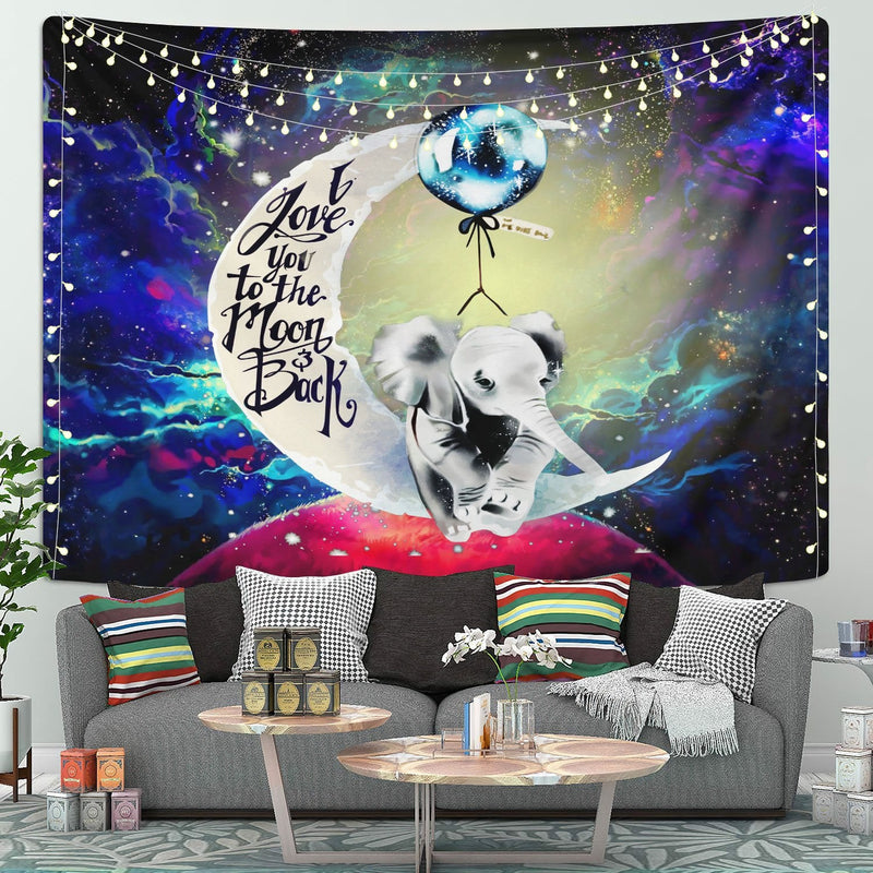 Elephant Cute Moon And Back Tapestry Room Decor Nearkii