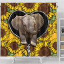 Cute Baby Elephant Sunflower Zipper Shower Curtain Nearkii