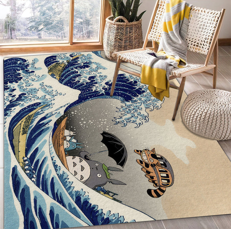 Ghibli Studio Totoro The Great Wave Japan Carpet Rug Home Room Decor