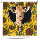 Giraffe Sunflower Zipper Shower Curtain Nearkii