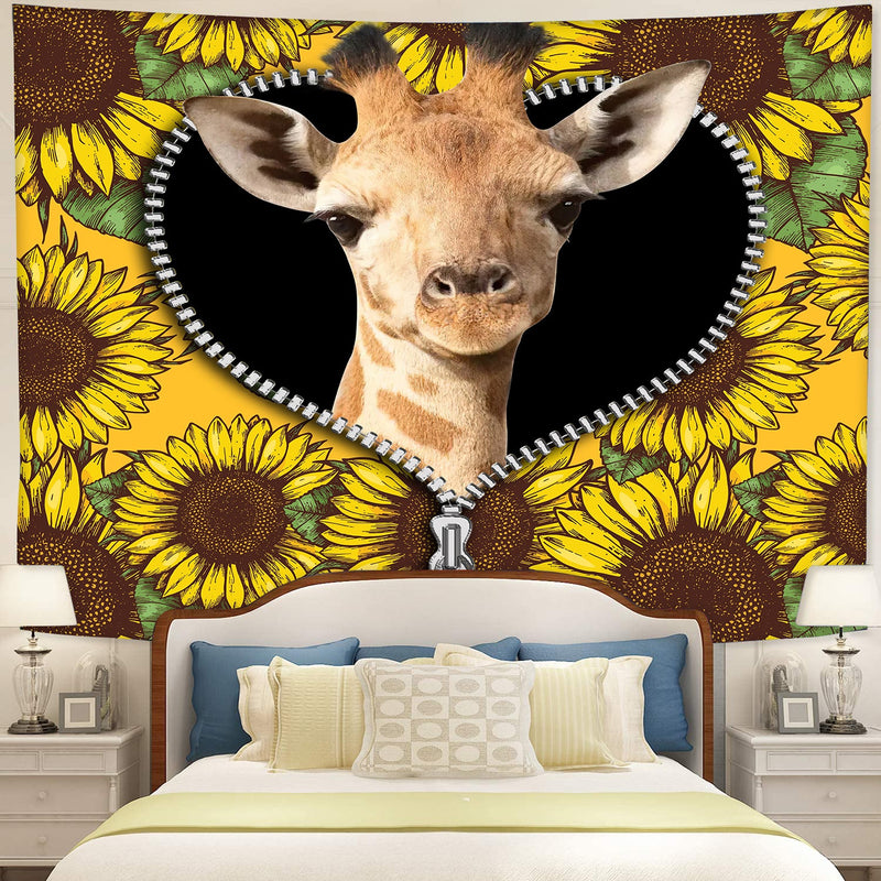 Giraffe Sunflower Zipper Tapestry Room Decor Nearkii