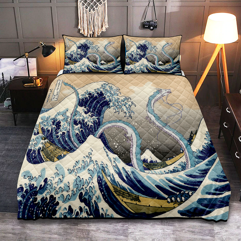 Haku Dragon Ghibli Studio Spirited Away The Great Wave Quilt Bed Sets