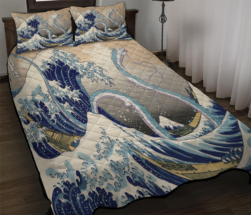 Haku Dragon Ghibli Studio Spirited Away The Great Wave Quilt Bed Sets