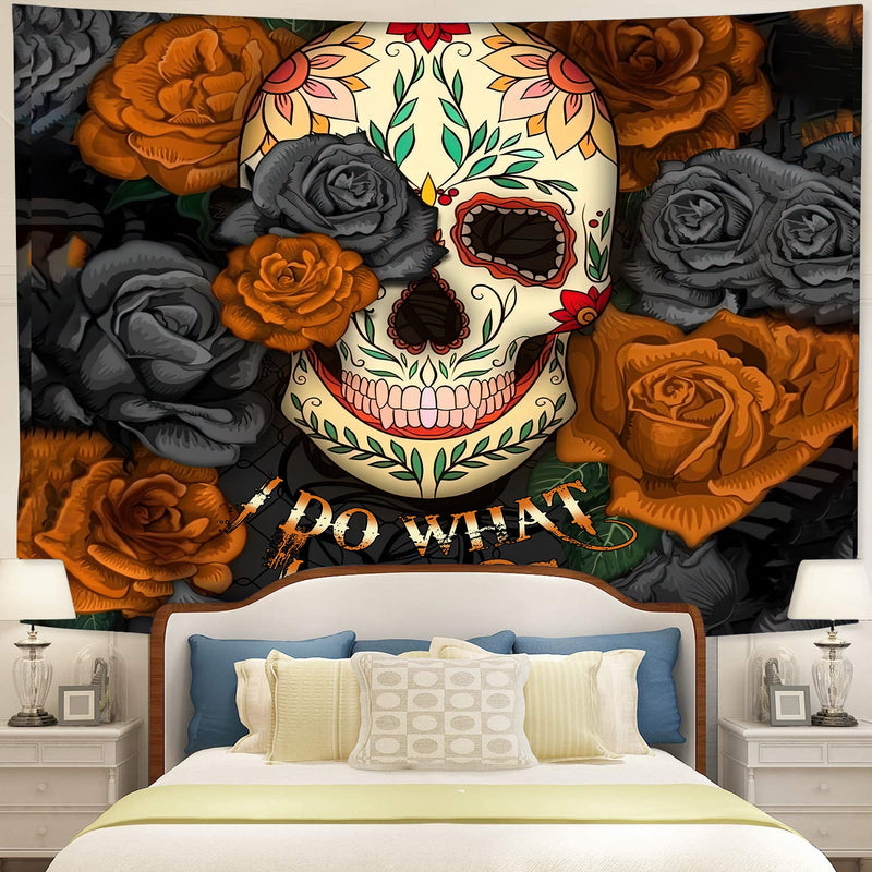 I Do What I Want Skull Roses Mandala Tapestry Room Decor Nearkii