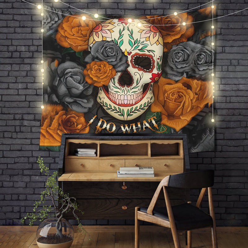 I Do What I Want Skull Roses Mandala Tapestry Room Decor Nearkii