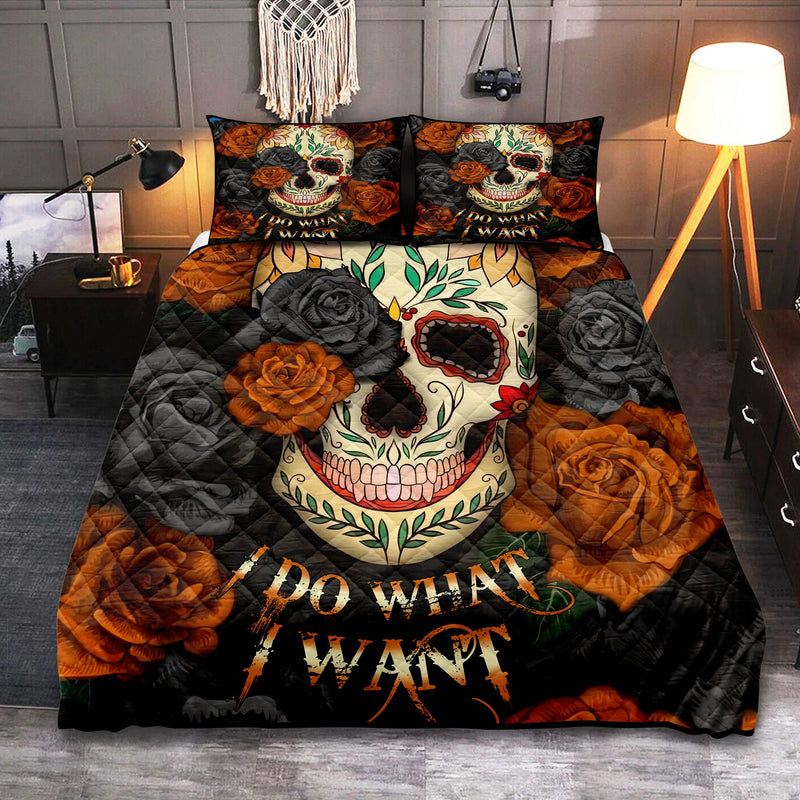 I Do What I Want Skull Roses Mandala Quilt Bed Sets Nearkii