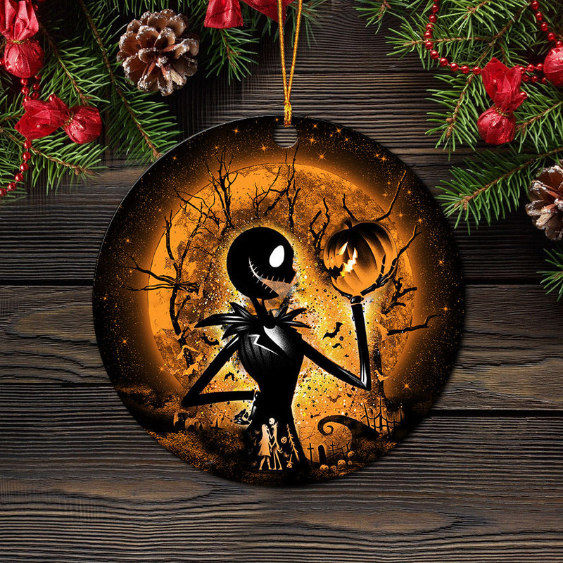 Jack Skellington Nightmare Before Christmas Moonlight Mica Circle Ornament Perfect Gift For Holiday Nearkii