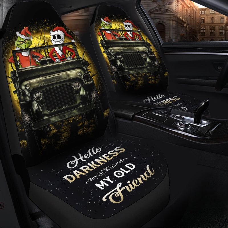 Jack Nightmare Before Christmas And Grinch Ride Jeep Moonlight Halloween Premium Custom Car Seat Covers Decor Protectors Nearkii