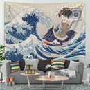 Kanagawa Girl The Great Wave Japanese Tapestry Room Decor Nearkii